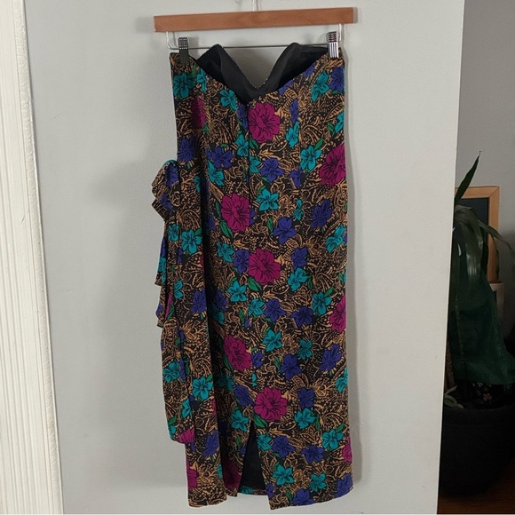 Vintage Silk Studio Multicolor Sweet Heart Cut Silk Dress Sz 12 - Picture 3 of 4